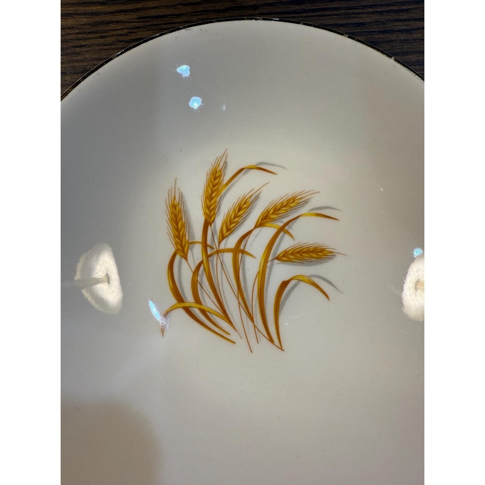 Vintage Golden Wheat Trinket Dish: 22k Gold Trim, Made in USA - Picture 5 of 11